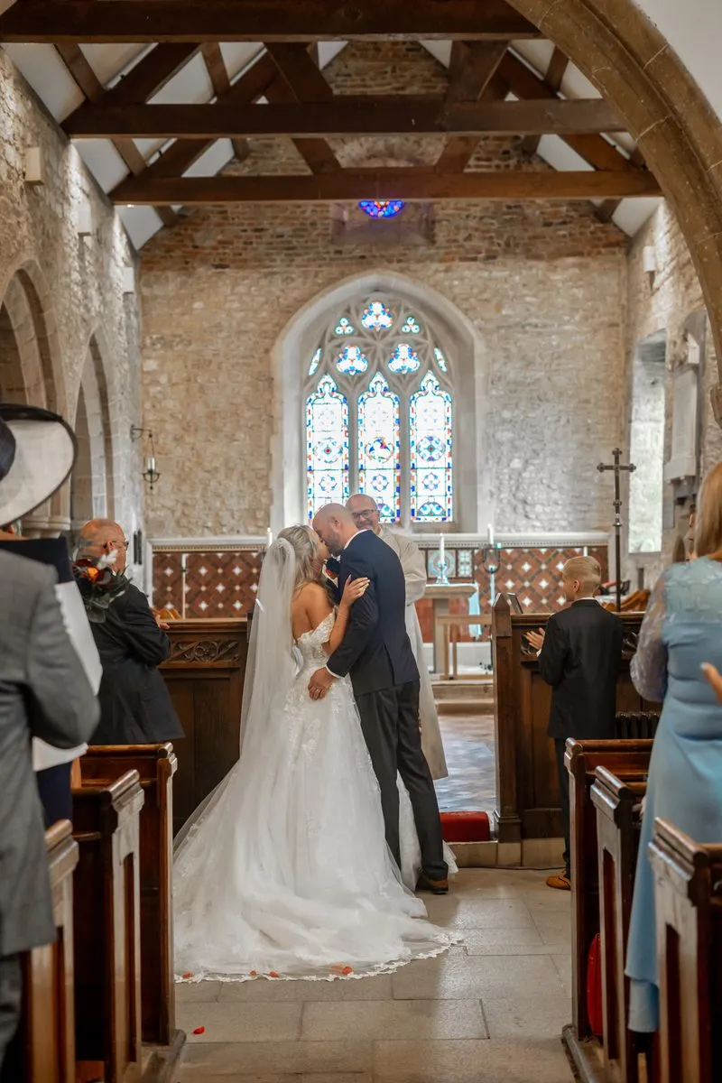 The bride walks down the aisle
